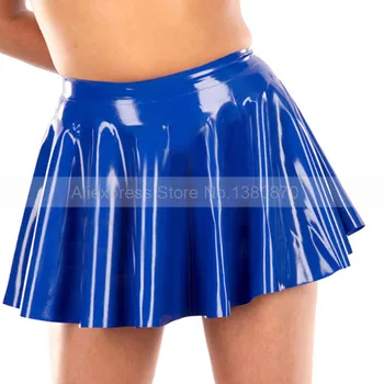 Tamno plava Lateks Mini suknja Seksi žene, Svestran moda Gumeni Fetiš-Club Odjeća Ručne izrade S-LD232