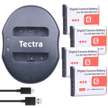 Tectra 4KOM NP-BG1 baterija NP BG1 Zamjena litij-ionski punjač + USB Dvostruki Punjač za Sony DSC-W30 DSC-W300 DSC-W35 DSC-W50