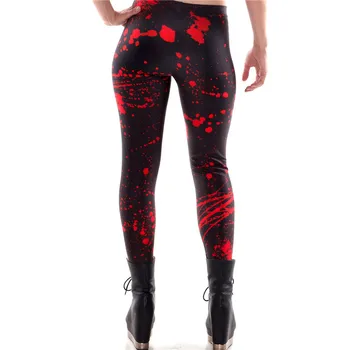 [Ti si Moja Tajna] Trendi crvene Tajice Plus Size Žene Mrlje Krvi 3D Digitalni tisak Fitness Легинсы Ženske hlače-Crna olovka