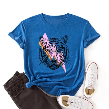 Tigar Lightning Grafičke majice, Ženske Majice kratkih rukava Svakodnevne Ljetne majice Ženska odjeća Majice Majica Grafički majice