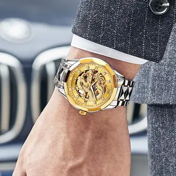 Top Brand Luxury Mechanical Watches for Men All Gold Dragon Watch Waterproof Fashion Unique Poklon sat gospodo sa zmaj