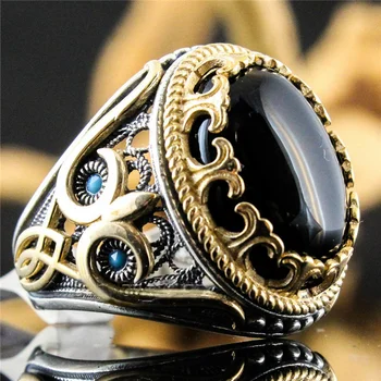 Topla rasprodaja Mješoviti Stilove Crni Kvadrat prsten od smole s kristalima Muški prsten na prst s prikazom glave Двуглавого Orla s geometrijskim uzorkom Prsten
