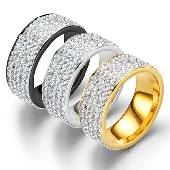 Topla Rasprodaja Vintage Retro Stil Čelična Prsten za žene 5 Broj Prozirnih Kristala za nakit Modni Angažman Prstenovi od nehrđajućeg Čelika