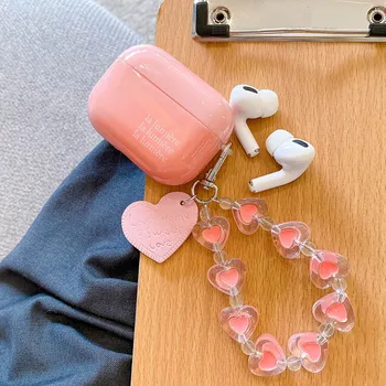 Torbica градиентного ružičaste boje s lanca u obliku srca za AirPods 2 Slatka Torbica za slušalice za djevojčice Za Airpods Pro 1 3 Privjesak za ključeve AirPod