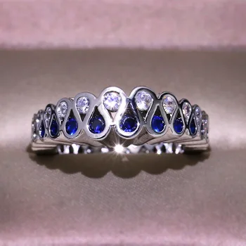 Trendi Boji Twist Presavijeni Višeslojne Prsten dvo-boja Bijela Plava Prstena Sa štrasom Luksuzni CZ Vjenčanje Z3T209