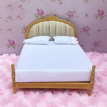 Upitan da K 1:12 Minijaturni namještaj igračka mekani bijeli kawai simulacijski krevet lutkine spavaća soba se pretvara igračke igračke za djevojčice darove lutka
