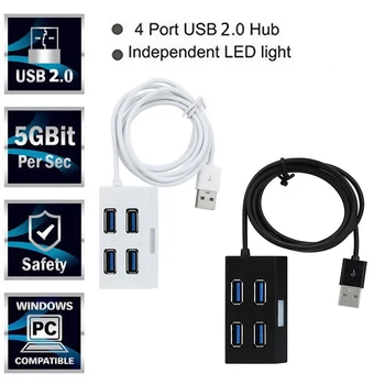 USB 2.0 Mini-KONCENTRATOR Razdjelnik Zaštita okoliša i trajnost 4 Porta Stolni Vanjski Adapter s Plavim Svjetlom