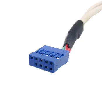 USB 2.0 Tip Ženske Stražnjem za matične ploče 9-pinski Kabel 30 cm s Niskim profilom 8 cm Visina PCI Nosač Bijela