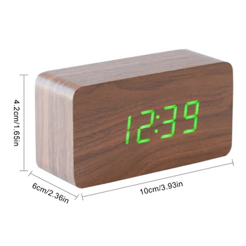 USB/AAA Satovi LED Drveni sat za Alarm Sat Stolni Glasovno Upravljanje Digitalni Drveni Despertador E-Stolni Dekor Stola 2021