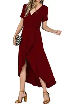 Vanjska trgovina novi Amazon, eBay Europska i američka donje ljetna haljina s kratkim rukavima i V-izrez seksualno tanak elegantan haljinu
