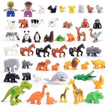 Velike Cigle Kompatibilni s osnovnim blokovima Kreativni blok za životinje Dinosaur Slon Pas Mačka Medvjed Dječje Razvija igračka na poklon