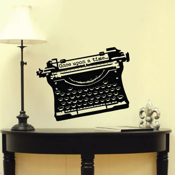 Vintage pisaći stroj nekad Davno Naljepnica Na Zidu Biblioteka Knjiga je Inspirativna Citat Naljepnica Na Zidu Vinil Kućni Dekor
