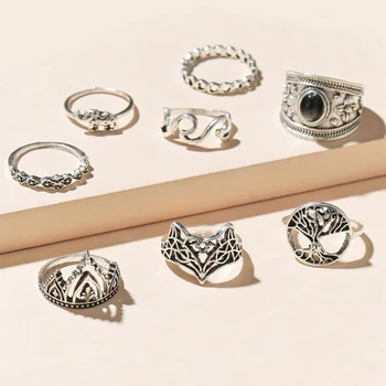 Vintage prsten s krunom za poker za žene i muškarce Gotička Srebrna boja Životinja Pretjerane Prsten od metalne legure Setovi nakita
