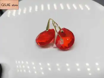 Visoka kvaliteta SWA modni nakit jednostavan grašak suza crveni kristal dama otmena naušnice šarm romantičan poklon