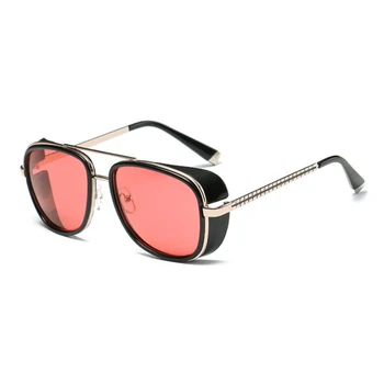 Vruće Sunčane naočale 2021 Steampunk Ton Stark Muške Oči za muškarce Marke Slr Dizajnerske Sunčane Naočale Berba Leće Crvene Sunčane naočale UV400