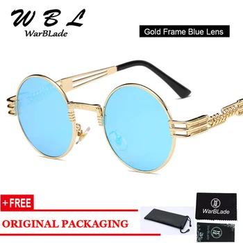 WarBLade Visoke Kvalitete Vintage Okrugle Sunčane naočale u stilu Steampunk Za žene Parnih Punk Zlatne Naočale Nijanse Prozirne Naočale Za muškarce