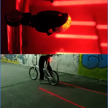 Wasafire MTB Prometni dugo Svjetlo Žarulja Biciklistička reflektor Svjetlosti Biciklizam Biciklizam Svjetlo Upozorenja o sigurnosti Noćni Vožnje 5 led dioda+2 Laserske linije