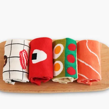 [WPLOIKJD]Sushi Харадзюку/Meso/Riža lopte Kawai Zabavne čarape Kreativna Кальцеины Mujer Ženske Slatka Соккен Slatka crtani čarape, Ženske