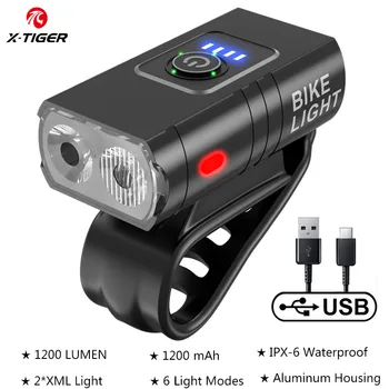 X-TIGER Biciklistička Lampe Vodootporan Biciklistička Fenjer 1200 mah USB Punjiva LED Biciklistička Fenjer MTB Cestovni Bicikl Prednji Svjetiljku