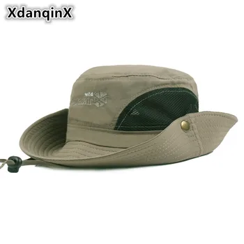 XdanqinX Ljetna muška svakodnevni nadvoji prozračna šešir-kantu podesive veličine, Vjetar uže, Fiksni Panama, Riblja kapu za parove