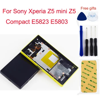 Za Sony Xperia Z5 mini Z5 Compact E5823 E5803 LCD Panel Monitor + Zaslon Osjetljiv na dodir Digitalizator Senzor Staklo U Prikupljanju Okvir