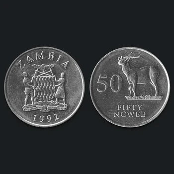 Zambija 50 Egwee 1992 Pravi Originalne Kovanice Pravi Kolekcionarski Kovanice Izdavanja Unc