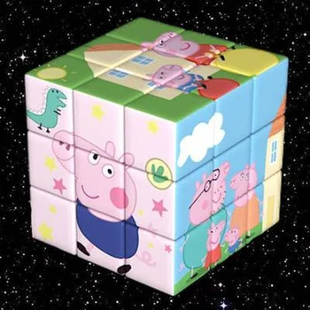 Zaušnjaci Пеппа Rubik ' s cube tri reda George figurica model Tata Mama svinja Obitelj Dinosaur igračka dječje puzzle poklon za rođendan