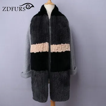 ZDFURS* 2017 Novi Korejski stil Za ženski Šalovi od krzna zeca Rex 180 cm Dužine Visoka Kvaliteta Krzna oblozi Kolaž Boja