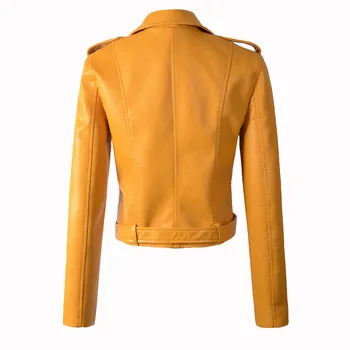 Zima jesen novi 2021 nova kožna odjeća kaputi ženska gornja odjeća мотоциклетная tanka moderna kožna jakna ženska djevojke žuti kaput