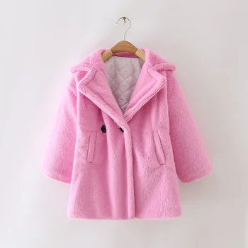 Zimska jakna za djevojčice od umjetnog krzna, gusta topli kaput za malu djecu, dječje odjeća s odbačenost ovratnik, Visokokvalitetna odjeća za djevojčice od 2 do 10 godina