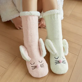 Zimske čarape, Ženska soba Ružan san Božićne čarape Snježne papuče Tepih čarape chaussette slatka mačka debeli ljubimci crtani film