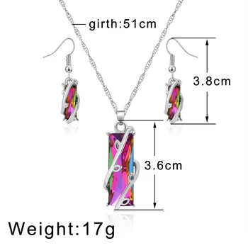 ZOSHI Moda Geometrija Privjesak Nakit Kompleti za žene Silver Color Crystal Kamen Svadbeni nakit Setovi za stranke Poklon