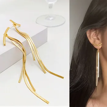 ZWC 2020 Novi Crystal Zlatne boje Duge Naušnice na крючках za žene Vjenčanje Korejski kićanka Naušnice Ženske Modni nakit Pokloni