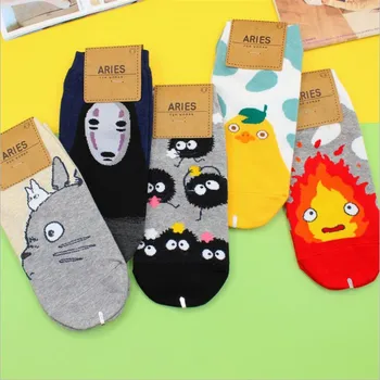 Čarapa Totoro Bez lica Muške čarape Anime Hayao Miyazaki Crtani slike s po cijeloj površini Korejski Čarapa Kreativni Nevjerojatan pamuk čarapa
