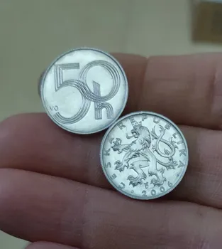 Češka 50 Hz 19 mm Kovanice Eu Izdanje Europa Pravi Originalni Polovni Novčić Stari Povremeni Godine