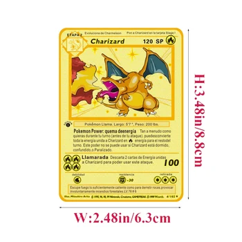Španjolski Metalna karta Pokemon SP Slova Pokemon V VMAX Charizard GX Zbirka zlatnih kartica Pikachu Originalna igra Dječje igračke na dar
