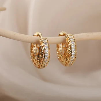 Šuplje Naušnice-prsten s cvjetnim uzorkom za žene Od Nehrđajućeg Čelika Zlato Srebro Boja Cvjetne Naušnice 2021 Trend Vjenčanje Par Nakit poklon