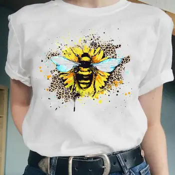 Žene Pčelinji Cvijet Cvijet Ljubav je Slatka Moda Grafički Ženske Majice Kratkih Rukava Crtani Ženska Odjeća Tees Majica sa po cijeloj površini t-Shirt