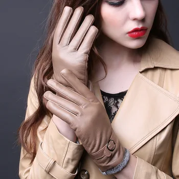 Ženske rukavice od prirodne kože, Nove Zimske Tople Debele Plus Baršun Kožne Rukavice za vožnju kožuh Ženske D159