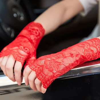 Ženske rukavice za vožnju bez prstiju, Anti-UV, Ljetne ženske kratke elastične seksi čipke, rukavice, prekriven ožiljkom, Biciklističke sunčane rukavice K8