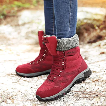 Ženske čizme Crvene crnci Jesenskih i zimskih ulične zimske čizme Ženske skijaške čizme Prometni cipele Pješačkih cipele Ženske čizme srednje dužine