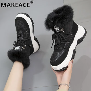 Ženske čizme Čizme na platformu Zimske Nove obložen toplim trendy cipele Ulične svakodnevne sportske cipele Kratke čizme s povećanom visinom