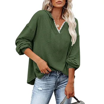 Ženski džemper, novi stil, jesensko-zimskom novi stil, monotone čipka, slobodna majica sa V-izrez jedan