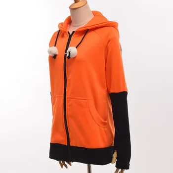 Životinje лисьи uši Cosplay odijelo jakna s kapuljačom topla narančasta majica unisex majica