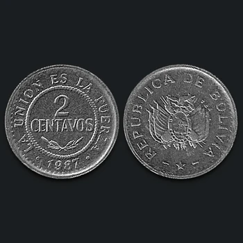 Боливийская novčić od 2 centa 1987 Pravi Originalni Collectible Kovanice Unc Pravi Novac