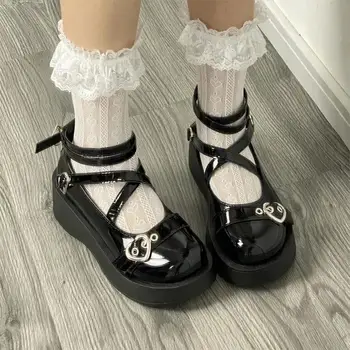 Лисапи Uniforma cipele Japanska Nova Blage Kožne Cipele Za Djevojčice, Debela Donja Okrugla Glava Lolita Studentica je Odlična Lutkarska Cipele,ženske cipele