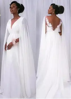 Пляжное haljina Vestido De Noiva 2020 Jeftini vjenčanje haljina dubokog V-izrez u obliku шифоновое čipka Boho s otvorenim leđima Dubai Arabic vjenčanica za mladence