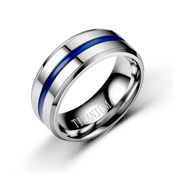 Титановое Modni prsten od nehrđajućeg čelika sa crnim plavom канавкой za muškarce Vjenčano prstenje za zaljubljene u duginim Prsten Muški nakit Izravna dostava