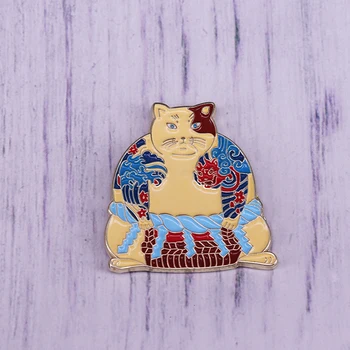 Якудза sumo mačka эмалевая pin moda sumo tetovaža mačka pin kawai japanski pin