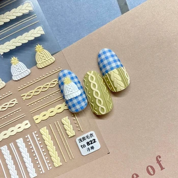 1 List Pro Reljef 5d Naljepnice za nokte Dizajn Japanske Pahulje Božićni Pulover Zima DIY Naljepnica Ukras za nokte 104-822